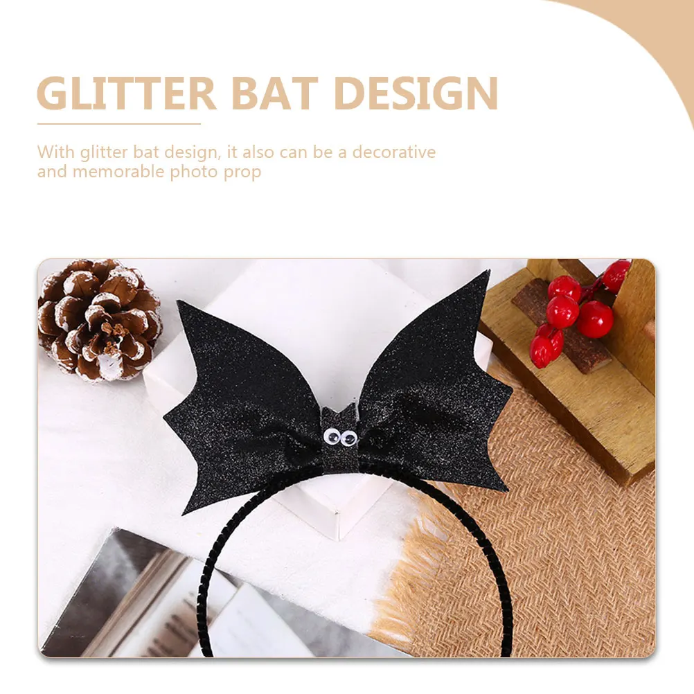 

2pcs Halloween Bat Headband Glitter Durable Hair Hoops For Party Cosplay Halloween Costume Headbands Decorative Photo Props