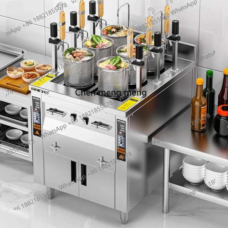 

Z189 Noodle Cooking Commercial Automatic Soup Powder Furnace Gas Gas Electric Heating Six-head Multifunctional Noodle Cooking Ma