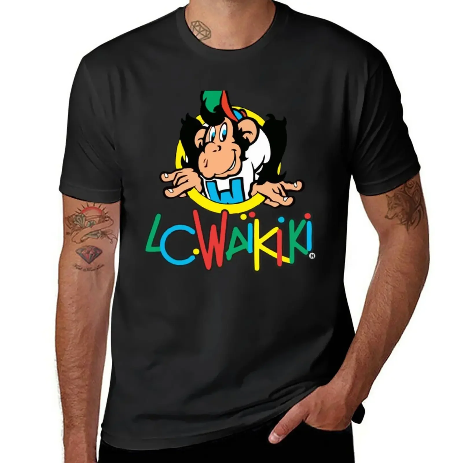New LC Waikiki T-Shirt Custom T Shirt Cat Shirts T-Shirt Short Cute Clothes Mens Heavyweight Fashion Round Neck Manga Vintage
