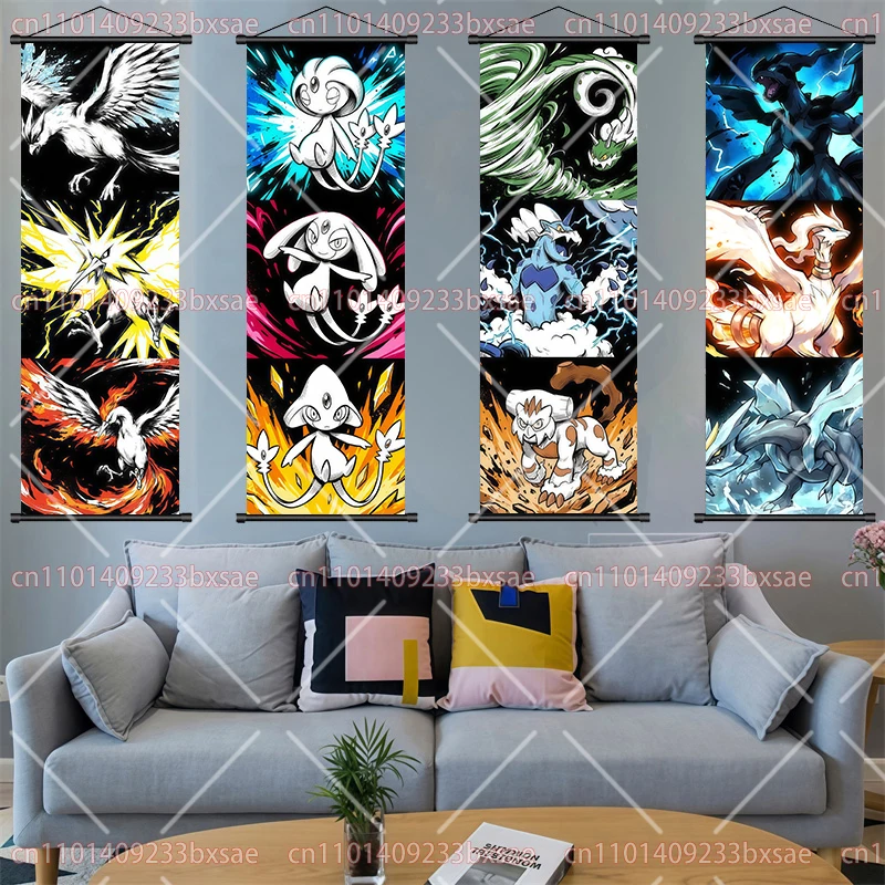 ポケモンアニメーションスクロール絵画ミュウツーゲンガーリザー - Home Cinema Decor のレビューと価格