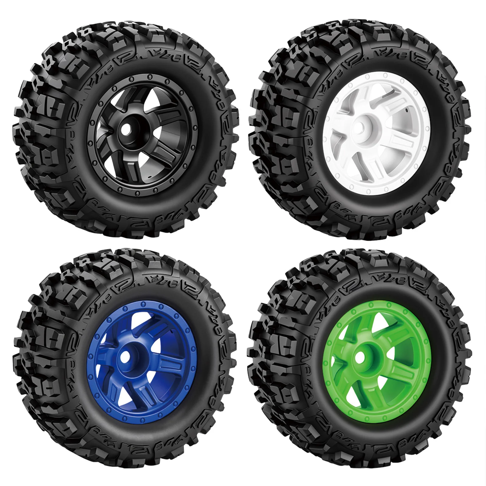 4 Pcs 87mm RC Wheels & Tires Set for 1/14 1/16 1/18 RC Crawler MJX WLtoys Off-Road Car, Upgrade Parts