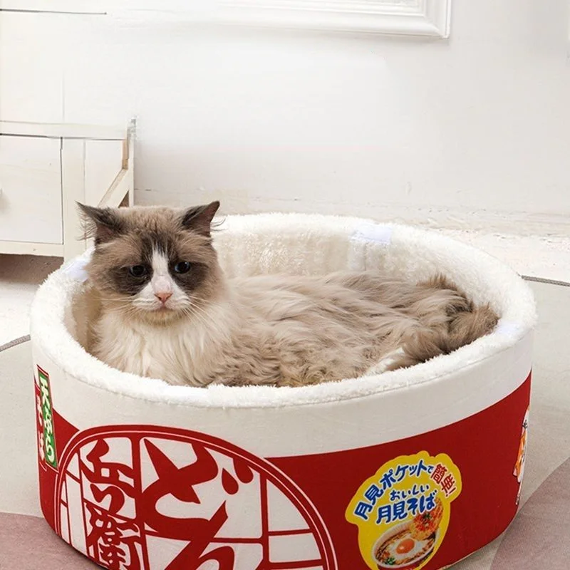 Trendy And Creative Instant Noodle Autumn Winter Dog In All Seasons Warm Enclosed Cat Sleeping Pet Litter