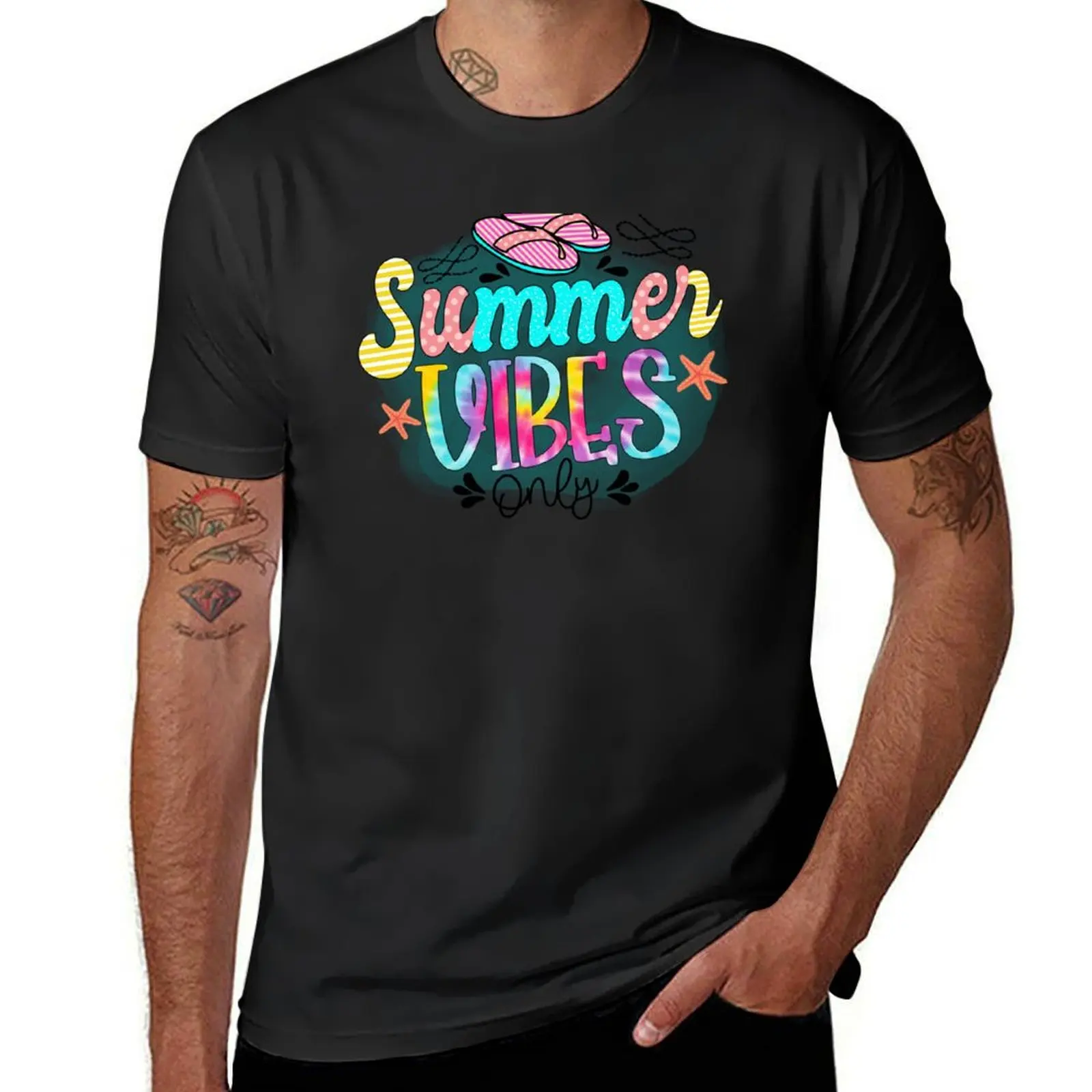 

Summer Vibes Only, Colorful design T-Shirt customs Aesthetic clothing tees aesthetic clothes men graphic t shirts