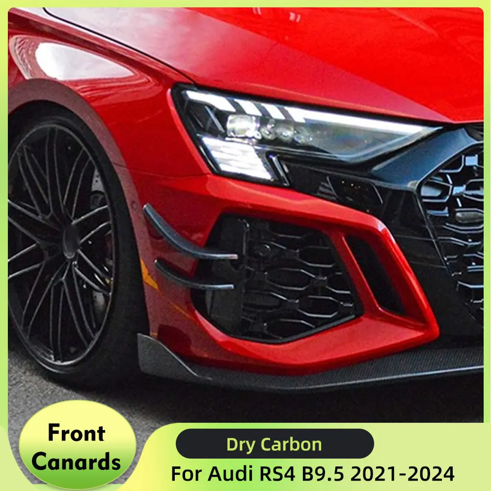

for Audi RS3 8Y 2022-2024 Car Dry Carbon Fiber Front Canards Fins Front Bumper Splitters Air Vents Trims Body Kits