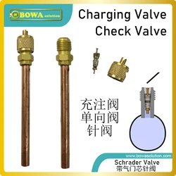 Schrader valve with core is working as service valve to charging refrigerant & oil and connect automatic control components