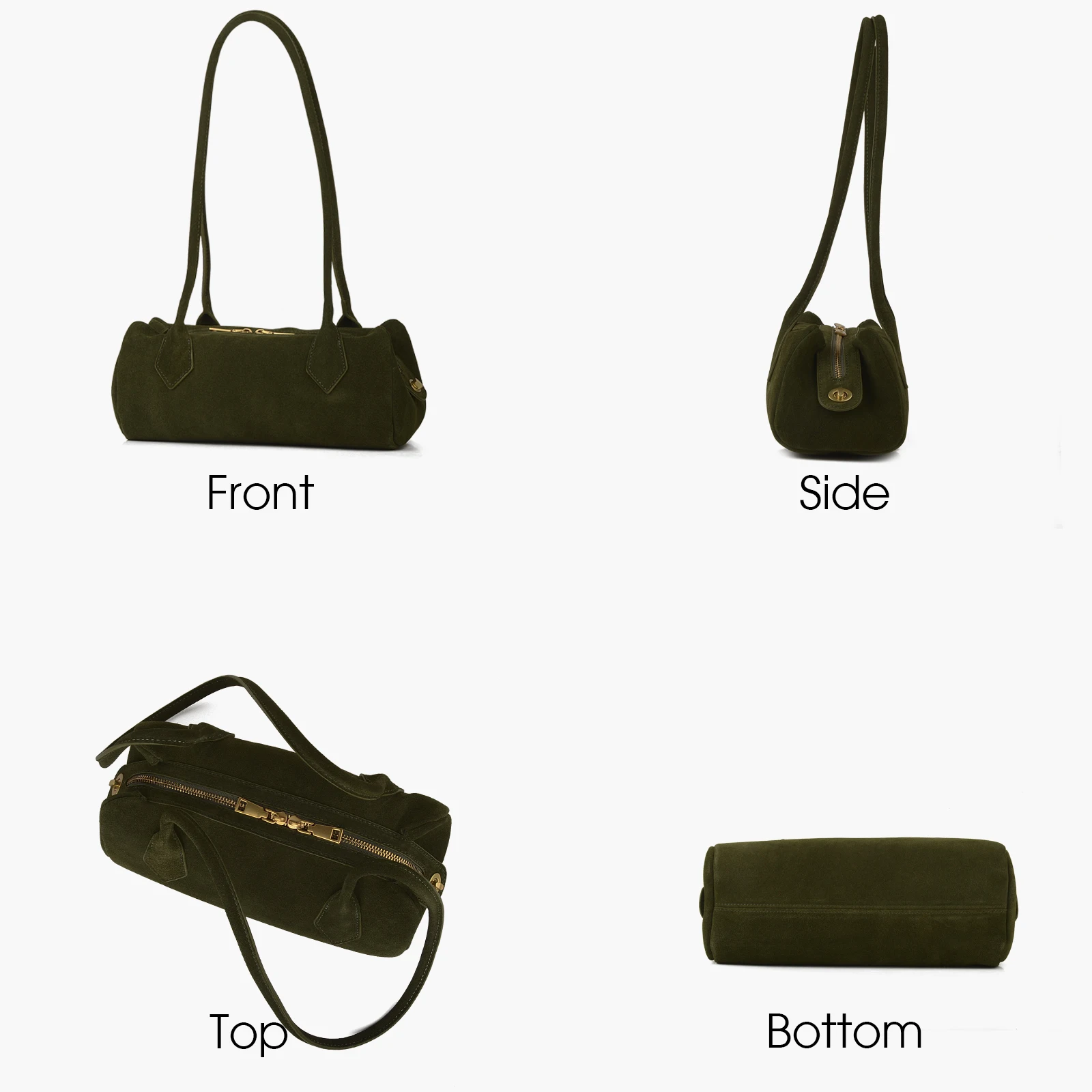 Donna-in Genuine Top Layer Suede Shoulder Bag Pen Container Shape Underarm Handbag Fashion Commute — zdjęcie 3