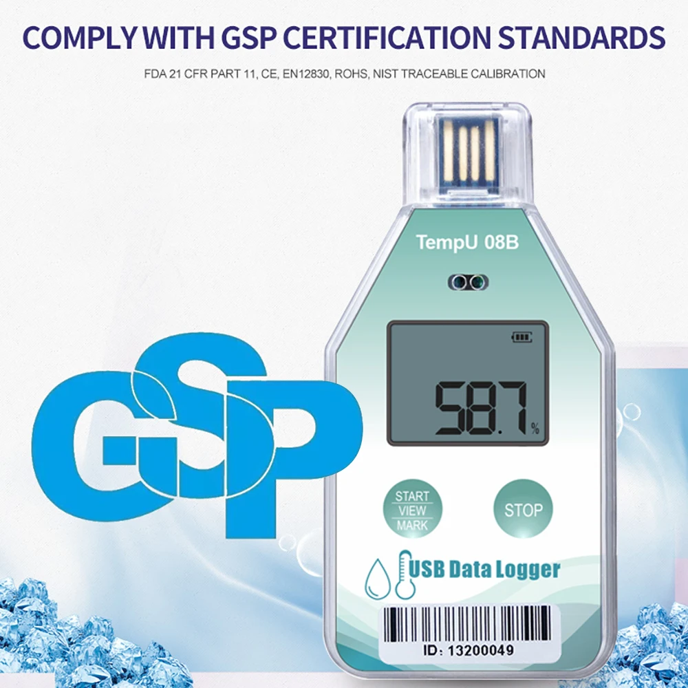 Registrador de datos de temperatura USB, alarma, termómetro, probador, informe PDF para laboratorio, cadena fría refrigerada, grabadora de alta precisión