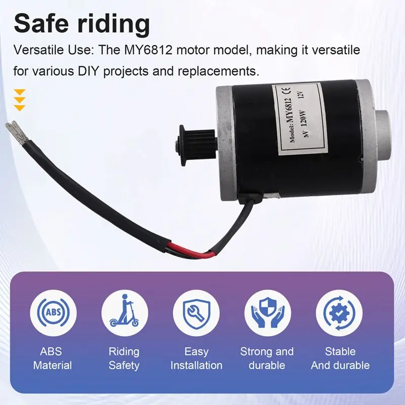 ABCA-120W 12V Brushed Motor For E-Bike And Electric Scooter High Speed MY6812 Motor Ideal For DIY Enthusiasts