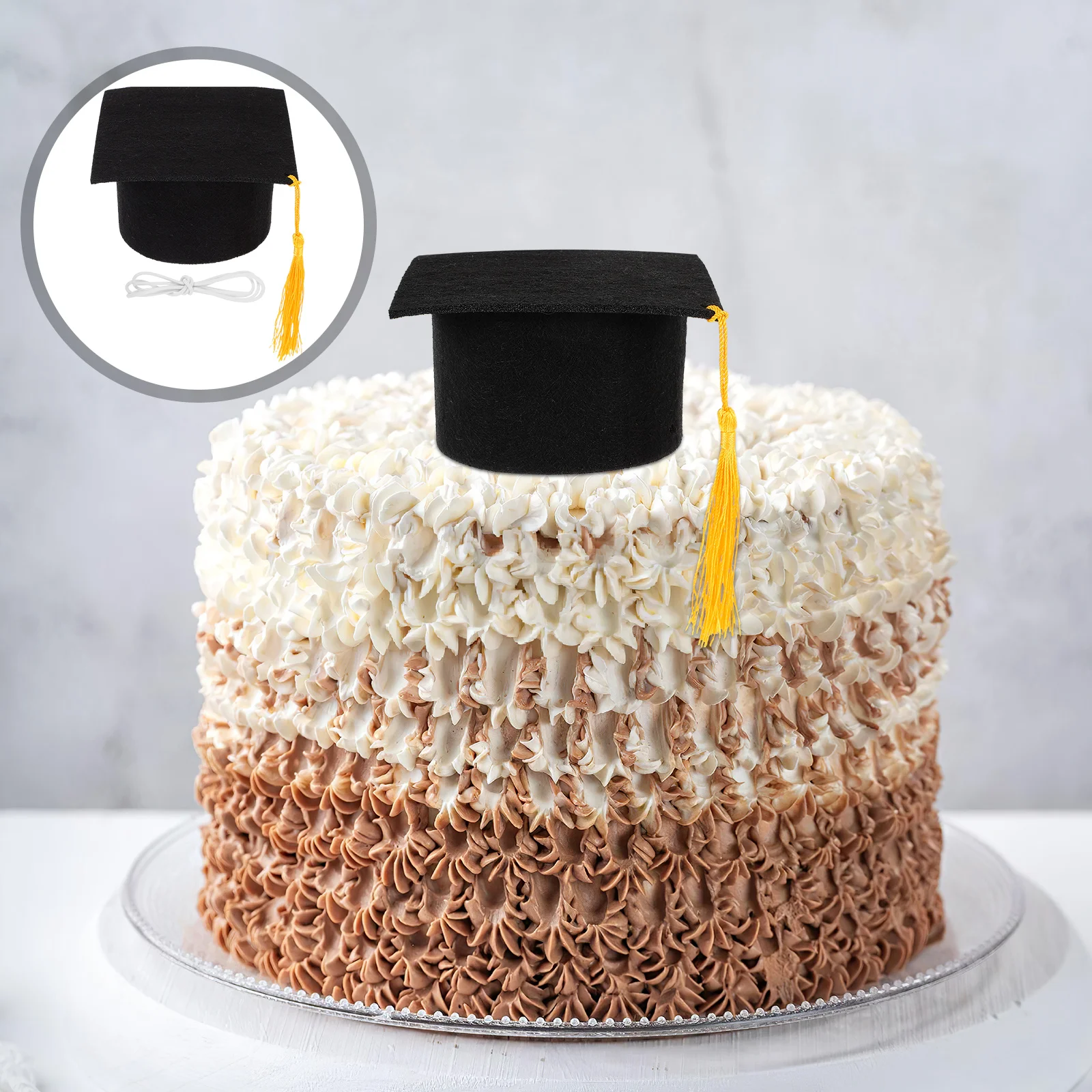 

5Pcs Felt Graduation Caps with Tassels Mini Grad Hats for Cake Topper Party Centerpieces Graduation Decorations Favor Set