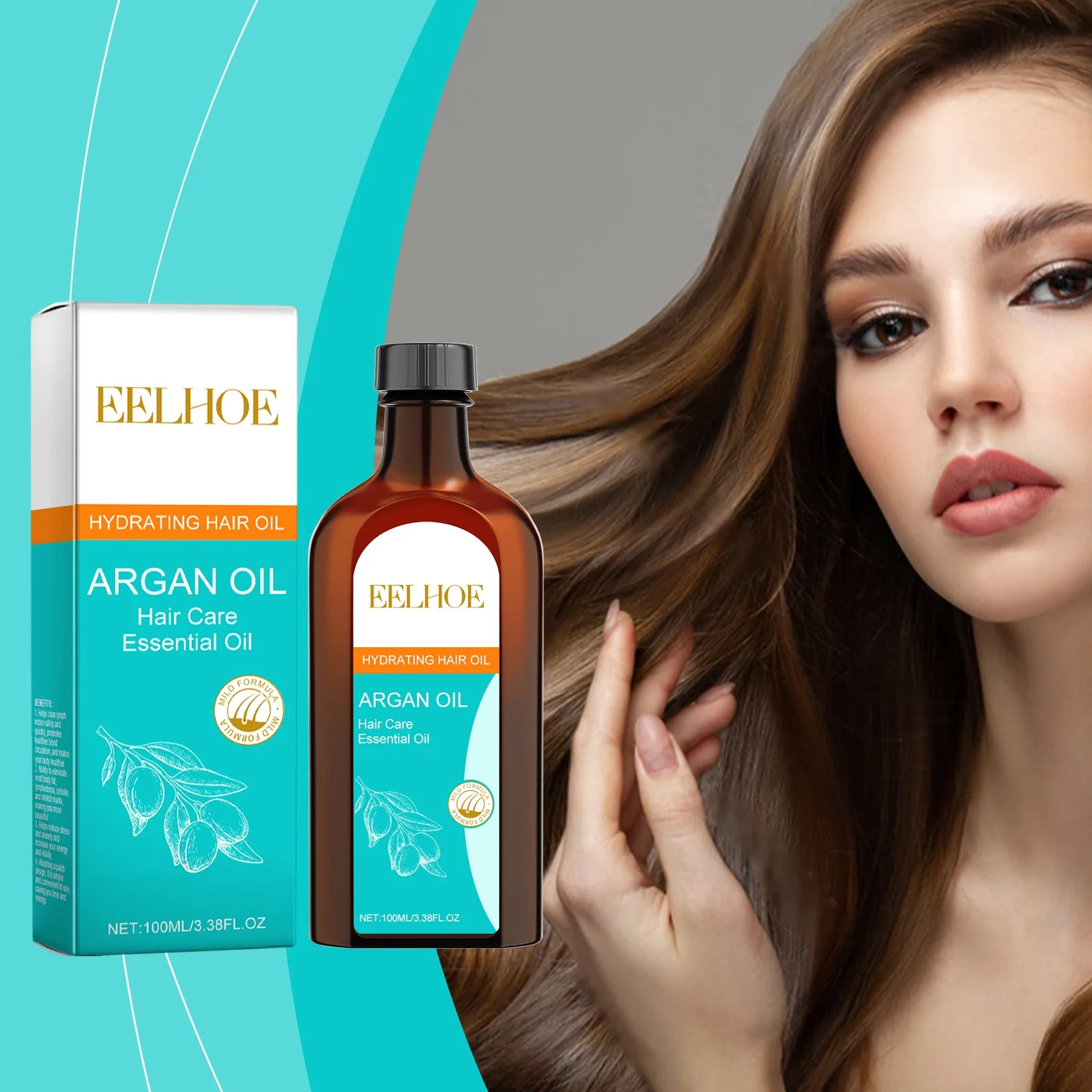 Moroccan Pure Argan Oil Hair Care Essential Oil Dye Damaged Soft Prevent Frizz Smooth Hair Long Lasting Fragrance for Woman100ml