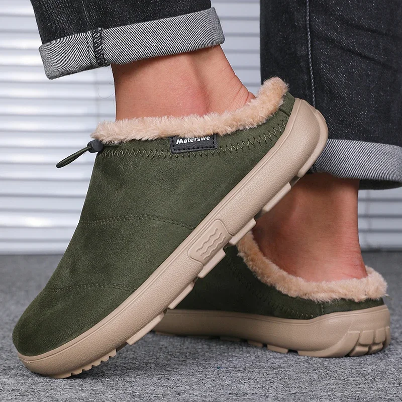 Herren-Baumwoll-Hausschuhe, Winter-Fleece-Futter, warme Birkenshoes, lässige Indoor- und Outdoor-Schuhe, rutschfeste Baumwollschuhe mit abgedeckter Ferse für den Heimgebrauch – Detail 13