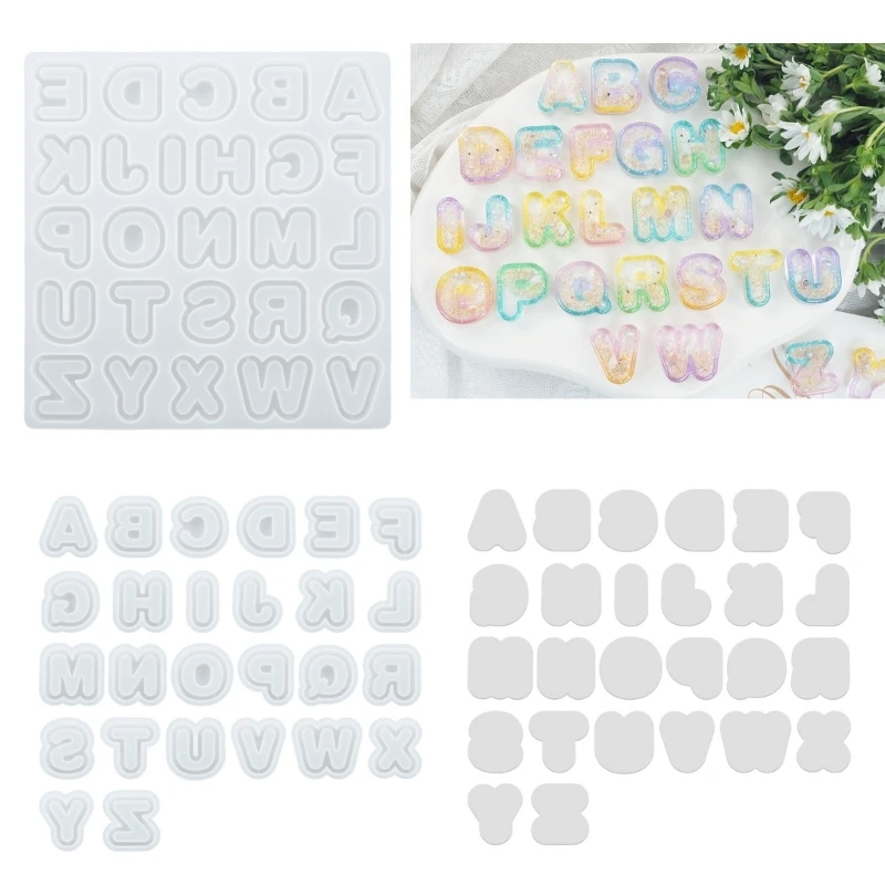 R3MC Letter Clay Molds Letter Keychain Moulds Letter Craft Mould Silicone Material Epoxy Resin Mould for DIY Pendant Keychain