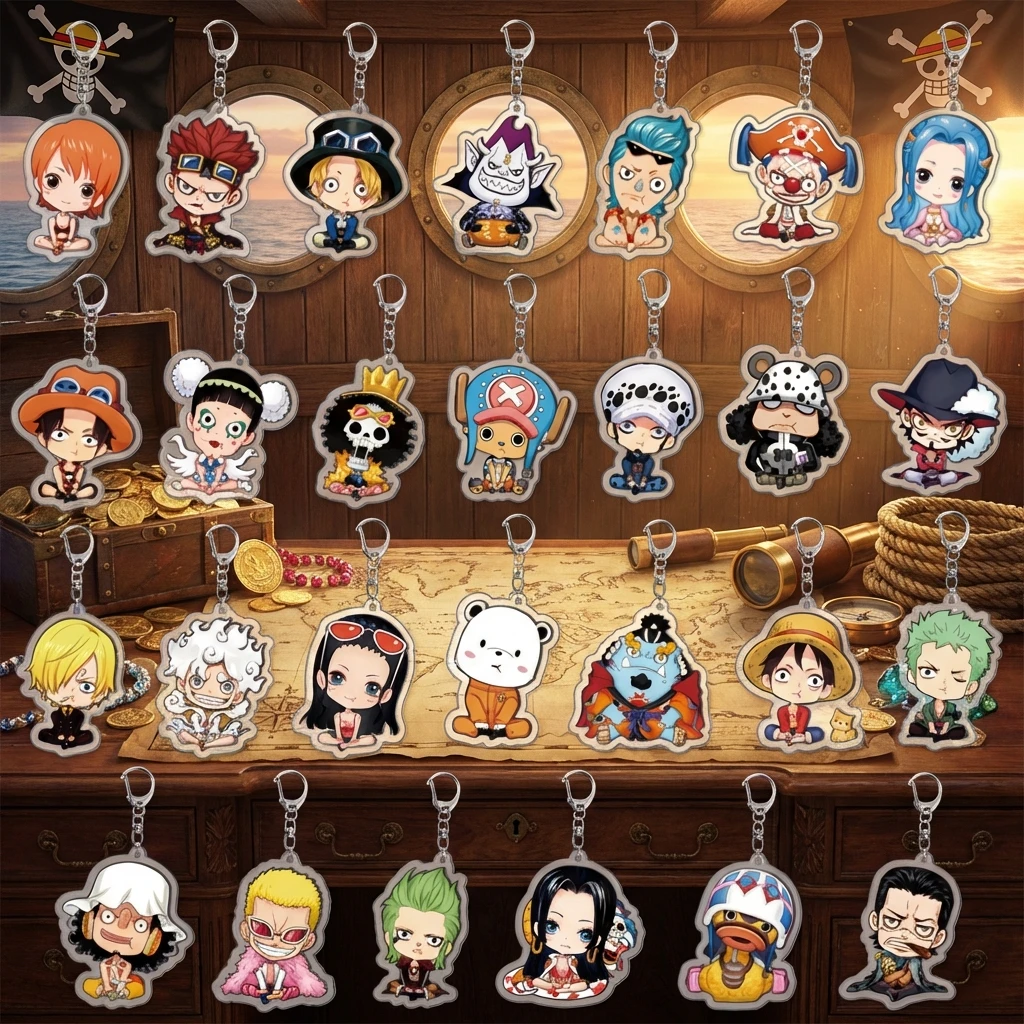 Anime Keychain One Piece Luffy Acrylic Double Sided Keychain Backpack Pendant Accessory Ready to Ship Bulk Wholesale