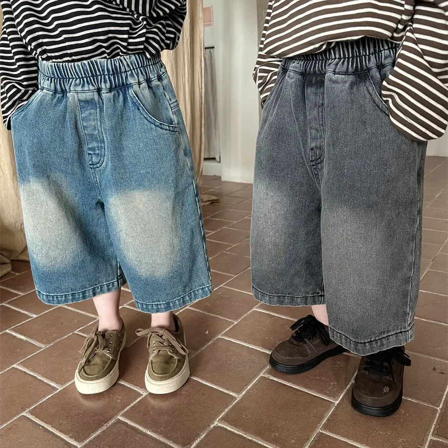 

Детские джинсы, Новинка весна-лето 2024, свободные брюки для маленьких девочек, модные брюки для маленьких мальчиков, Детские повседневные брюки, одежда для малышей