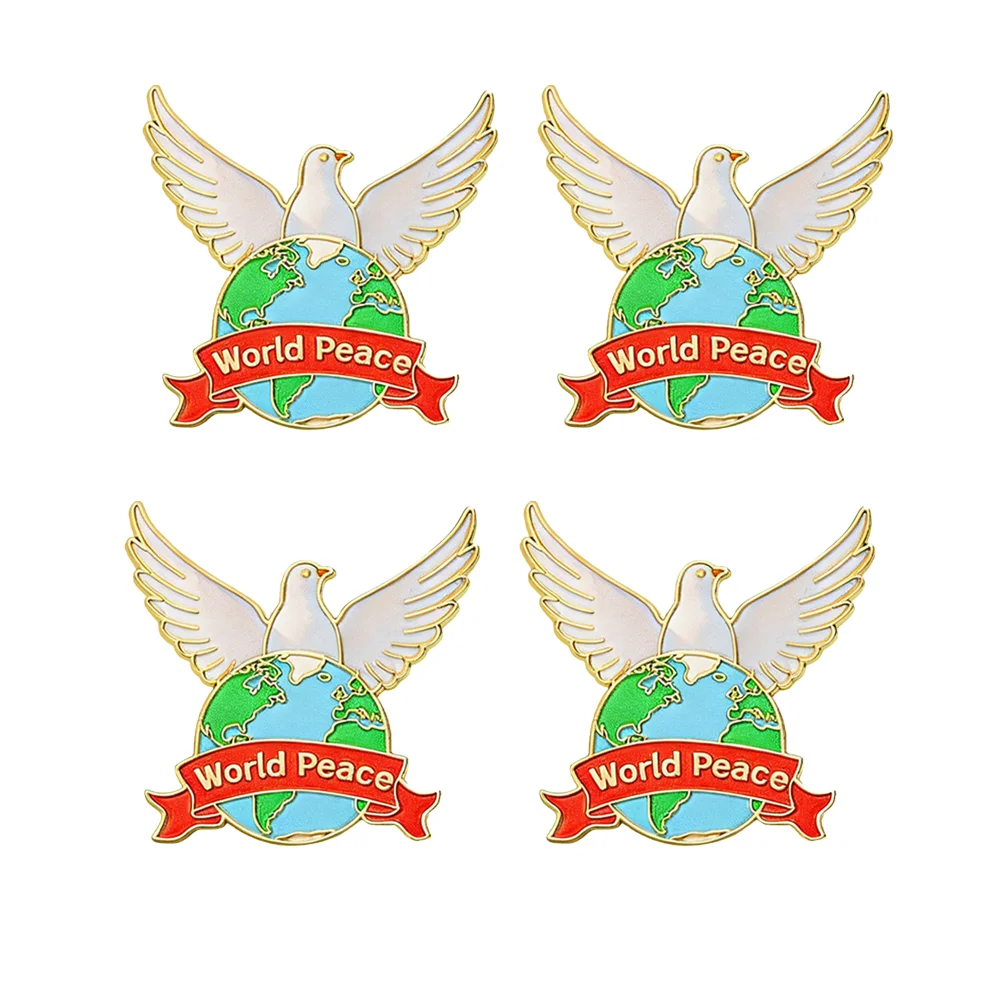 4pcs Peace Dove Themed Brooch Set Anti War Themed Enamel Badge Pigeons and Anti War Symbols Backpacks Clothes Decorative Pins