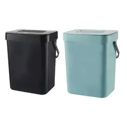 3L/5L Wall Mounted Trash With Lid And Handle Garbage Can Kitchen Cabinet Storage Bucket Cabinet Door Recycling Basket