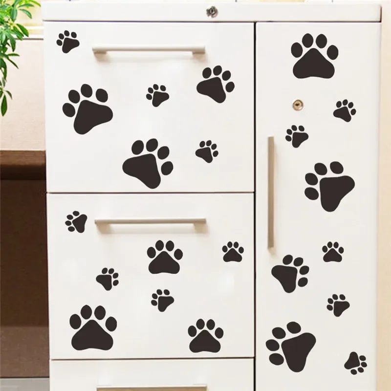 Cute Dog footprints Wall Stickers home decor for kids rooms cupboard decoration wallpaper Decals PVC sticker adesivo de parede