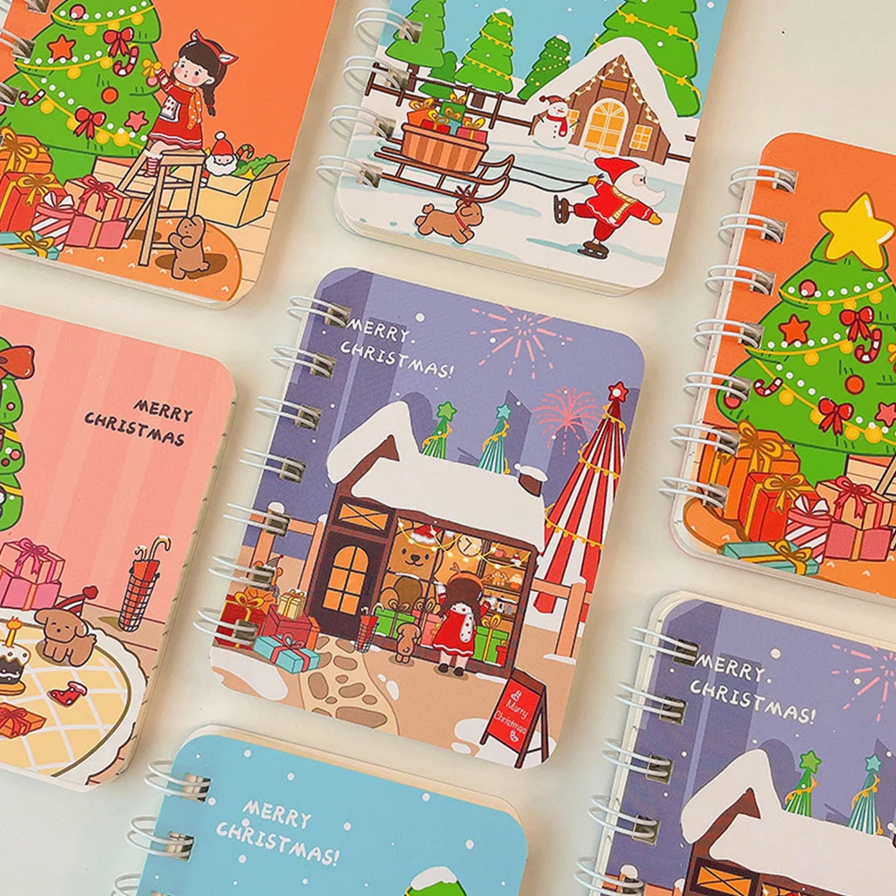 7 Pcs Notebook Office Stationery Binding Coil Notepad Hand Account Ring Christmas Themed Supply