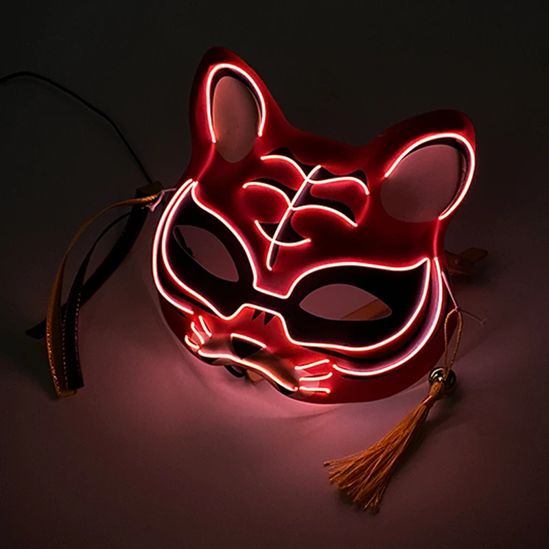 Masque facial supérieur lumineux imprimé tigre avec glands, masque lumineux pour filles et femmes, accessoire de Costume