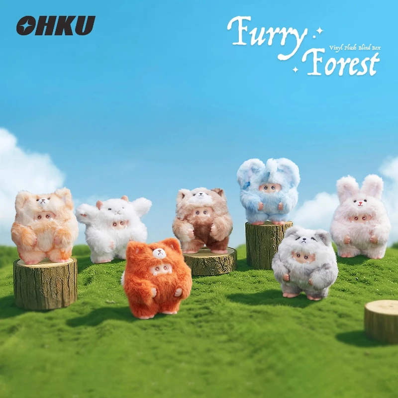 

OHKU Giggle Monster Furry Forest Series Vinyl Plush Blind Box Soft Cute Doll Trendy Bag Pendant Animal Ornament Toy Surprise Box