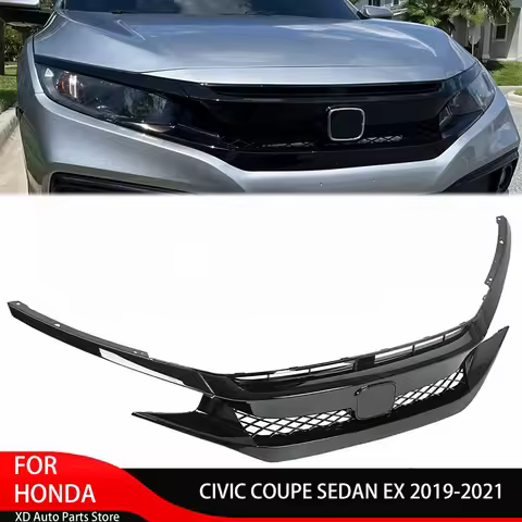 FOR HONDA CIVIC COUPE SEDAN EX 2019-2021 TYPE-R STYLE GLOSS BLACK MESH FRONT GRILLE Front Bumper Grille Auto Parts