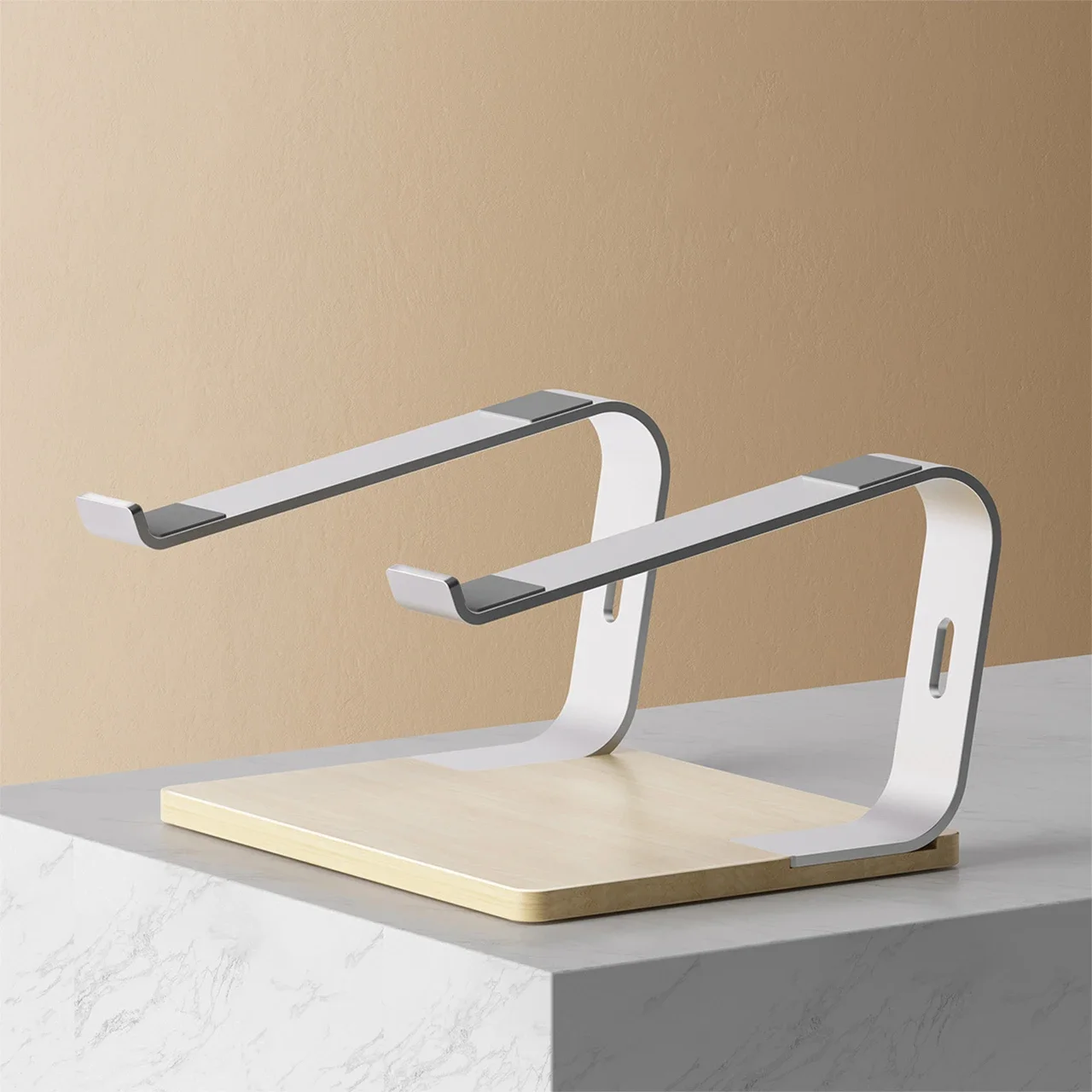 Laptop Stand Ergonomic Aluminum Laptop Mount Computer Wooden Stand Detachable Notebook Riser Heat Dissipation