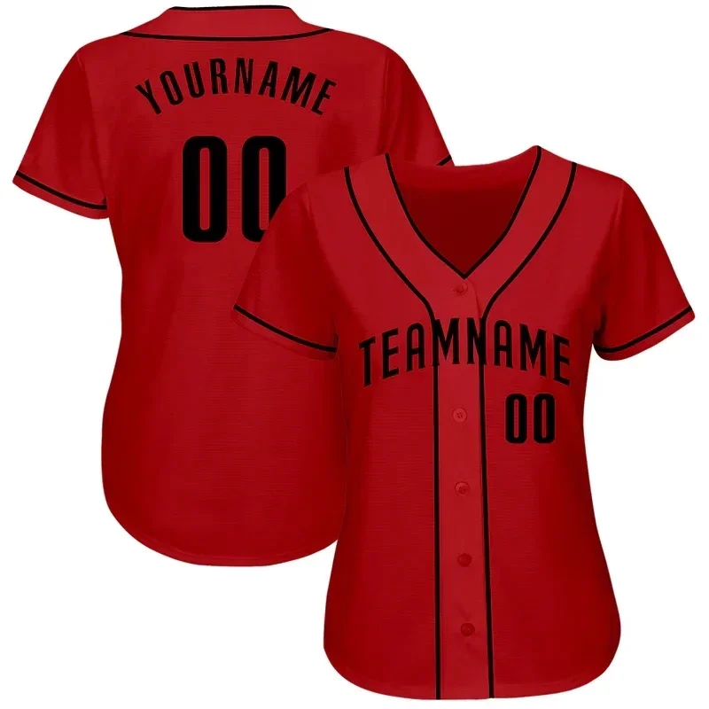 Red Series Niestandardowa koszulka baseballowa dla mężczyzn i kobiet Koszula z nadrukiem 3D Casual Team Koszule Hip Hop Unisex Tops