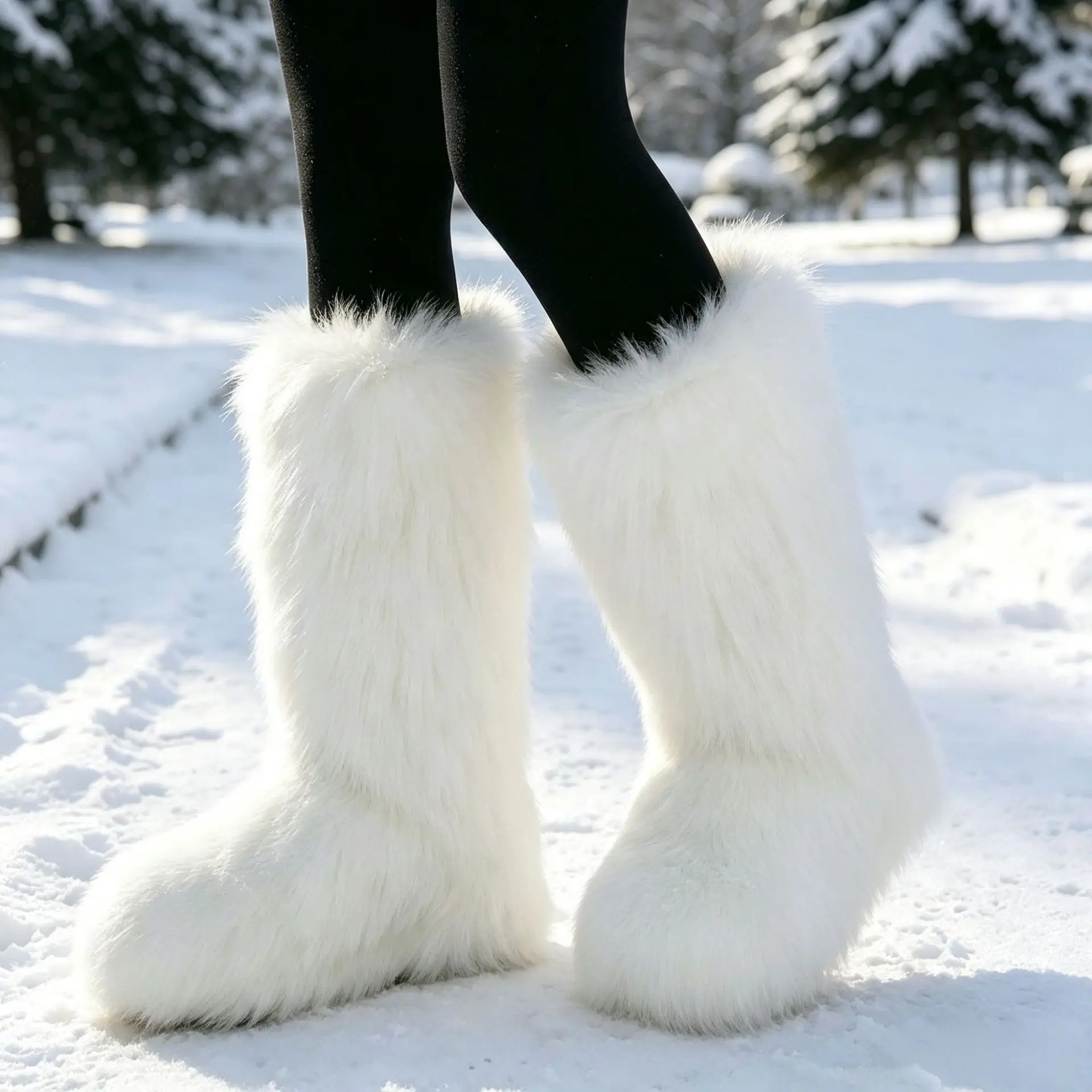 2026 Autumn Winter Women Faux Fur Snow Boots Girls Plush Long Warm Fashion Boots