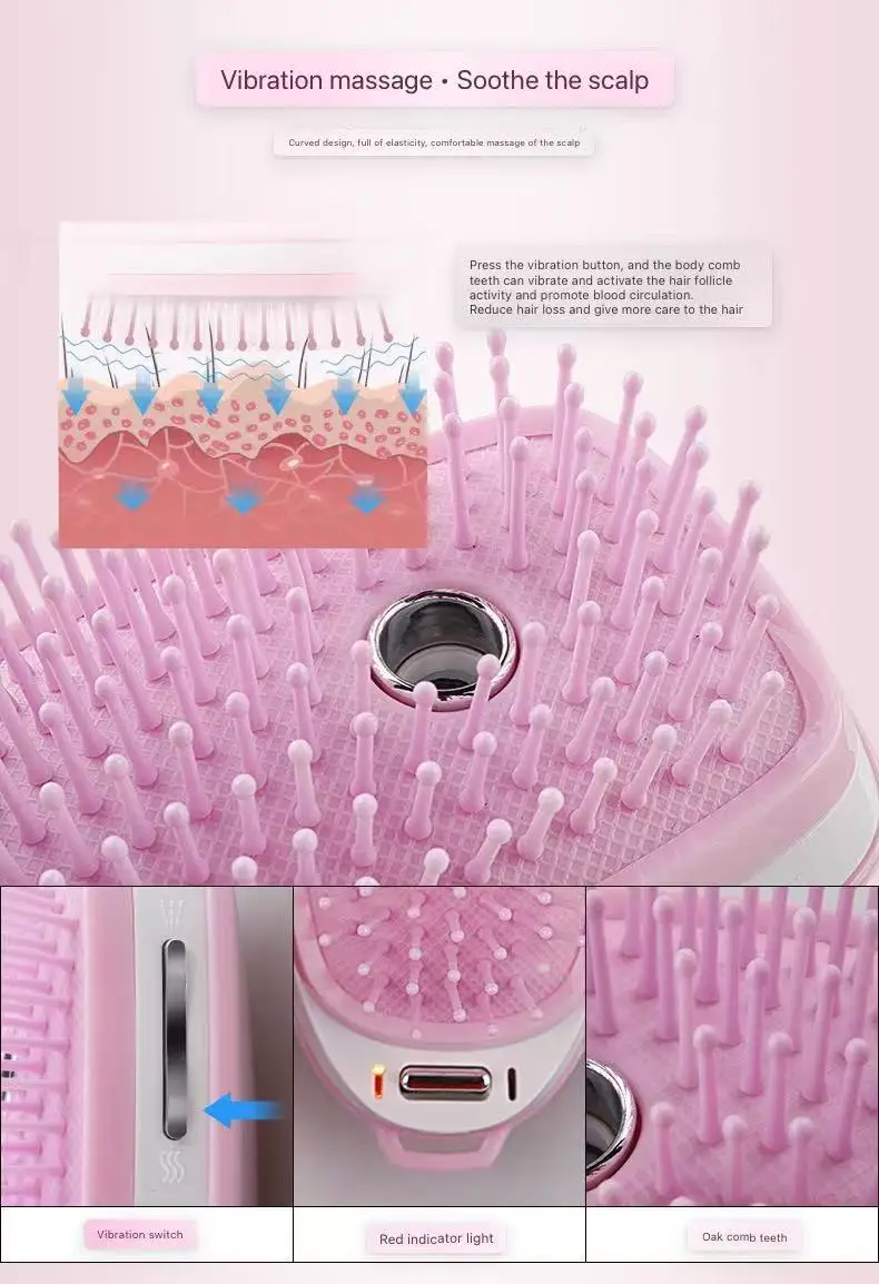 Electric Massage Comb Hair Care Spray Brush Hydrating Vibration Spray Hair Restoration Comb for Anti-static Scalp for Thicker