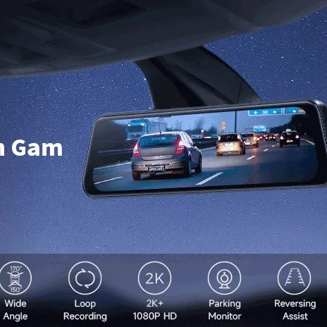 مسجل مرآة الرؤية الخلفية AR09 عدسة مزدوجة أمامية وخلفية 4K عالية الوضوح شاشة كبيرة زاوية واسعة #3