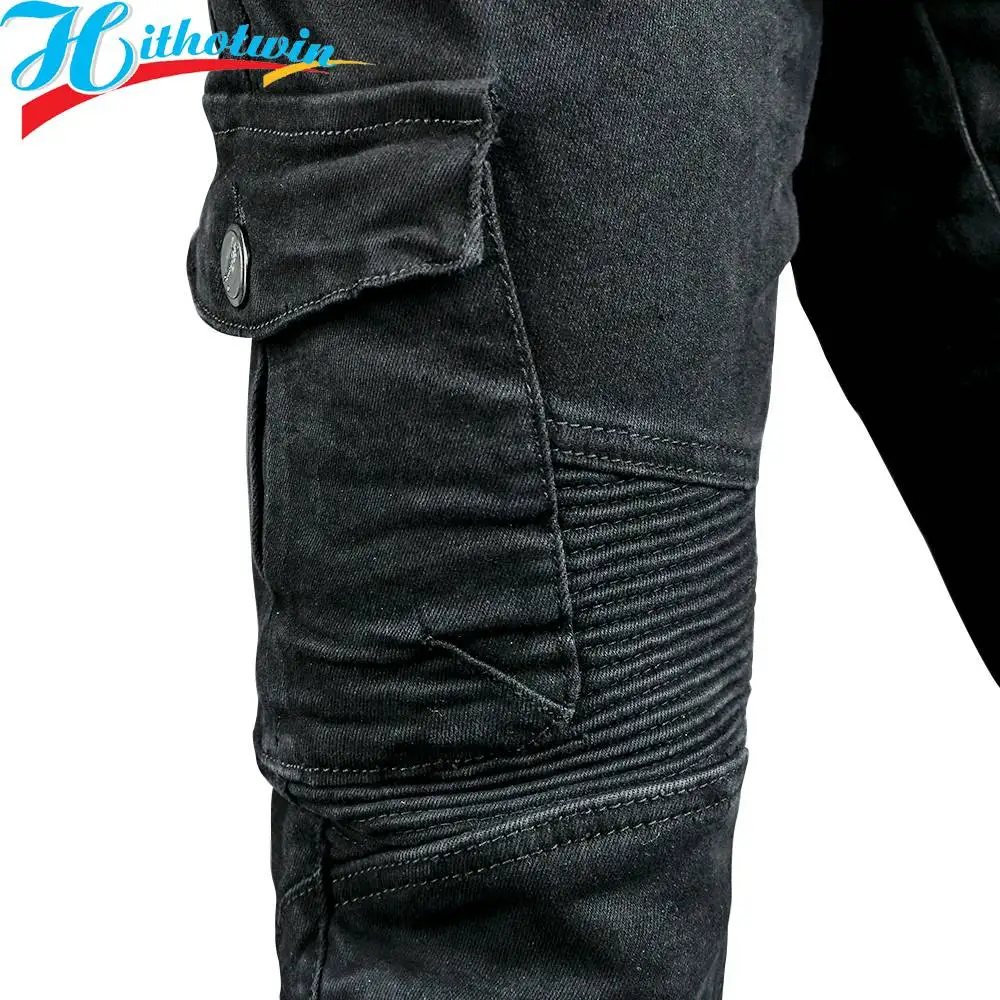 men's Protective motorcycle riding jeans Black motocross pants with Armor pockets Armor Not included 06