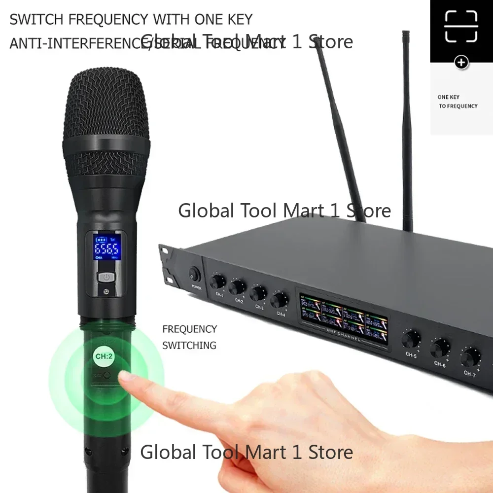 8 Cha-nnel U-HF Wirel-ess Microp-hone GA-80 Pro-fessio-nal Kar-aoke Sys-tem