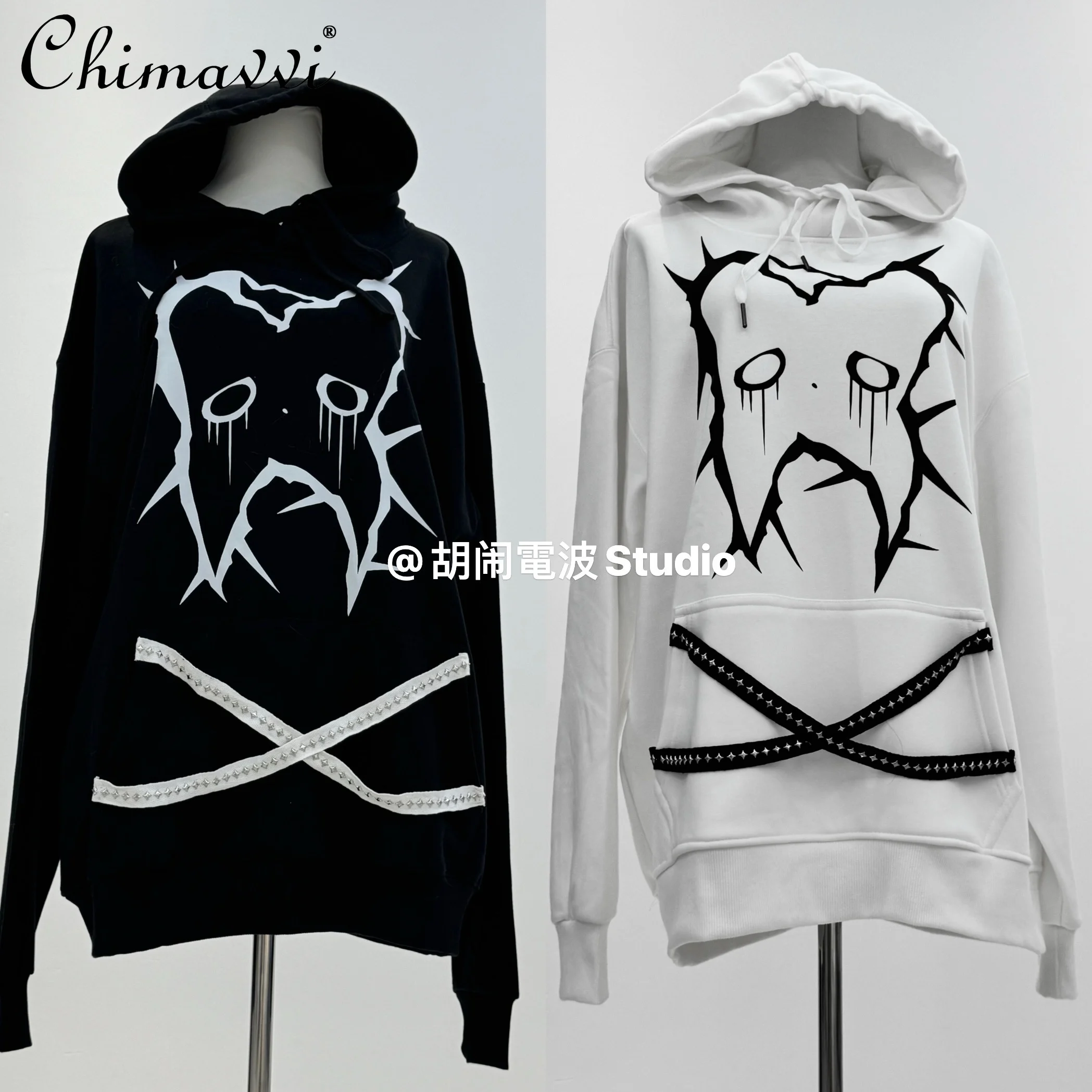 Original Harajuku Stil Fleece Hoodie Frauen Herbst Winter dunkle Mädchen drucken übergroße japanische Mine lose lässige Sweatshirts