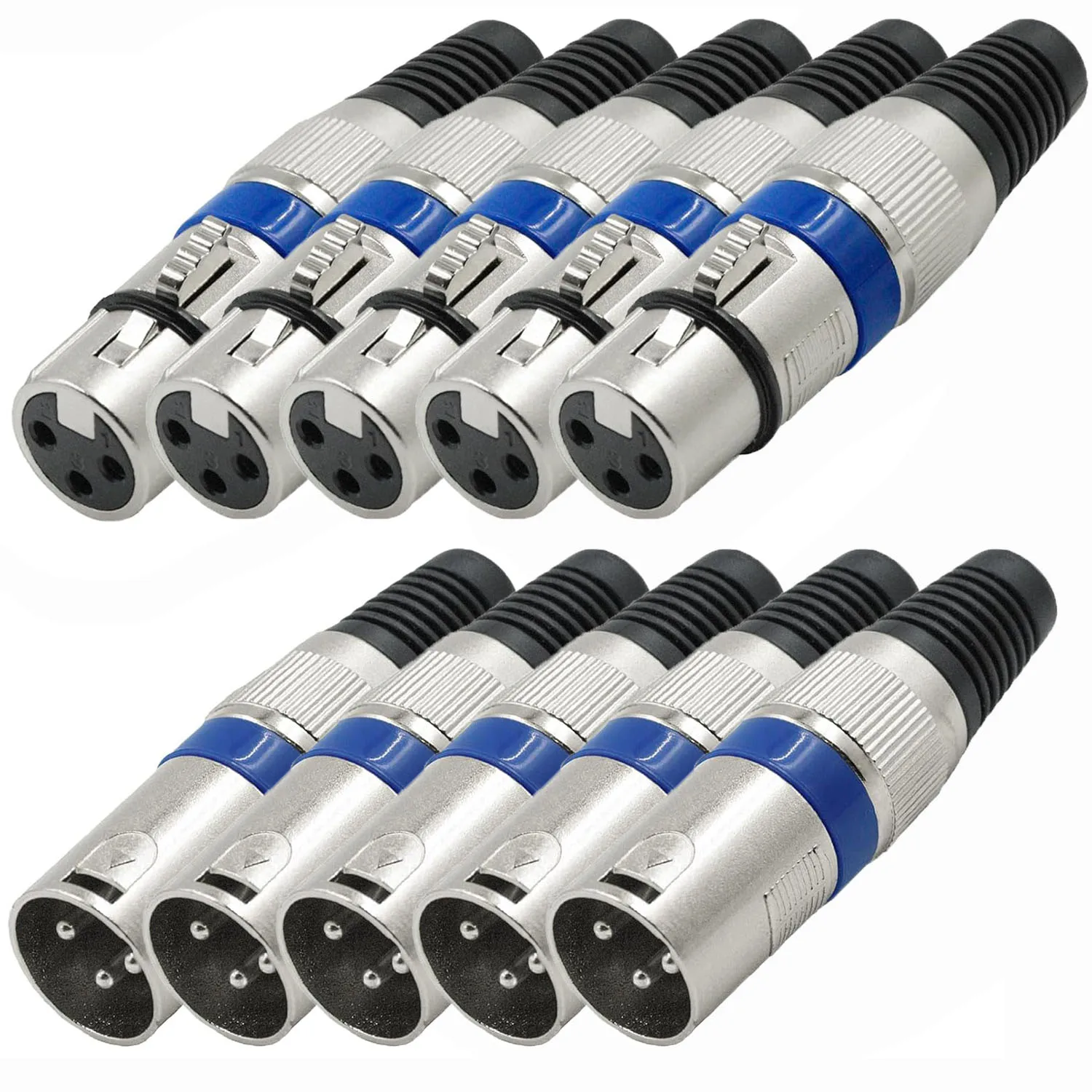 10 PCS XLR 3 Pin MIC Jack Plug Audio Microphone Cable Wire Connector Female Male Power Adapter NG4S DMX Mixer Repair Replacement