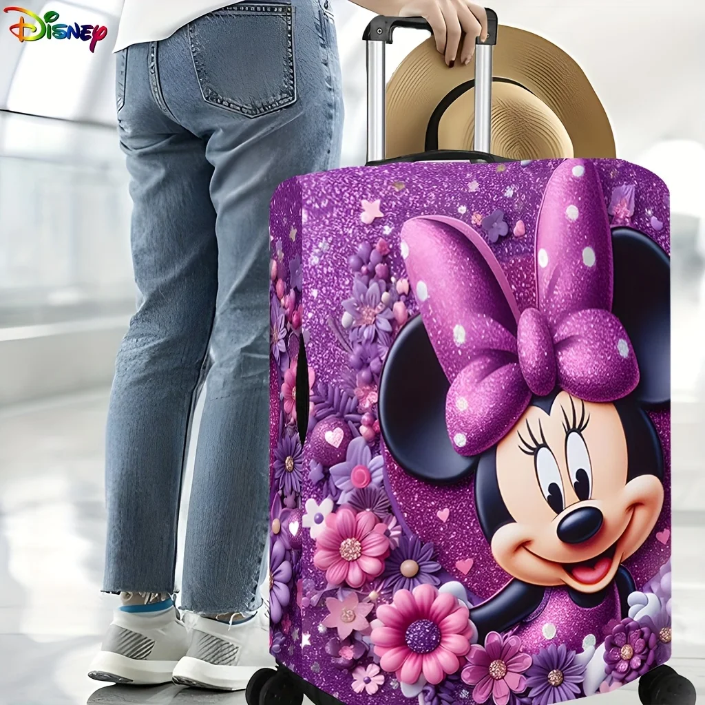 Penutup Pelindung Koper Pola Kartun Disney Mickey Mouse, Penutup Koper Tahan Debu dengan Kain Elastis, Tahan Lama