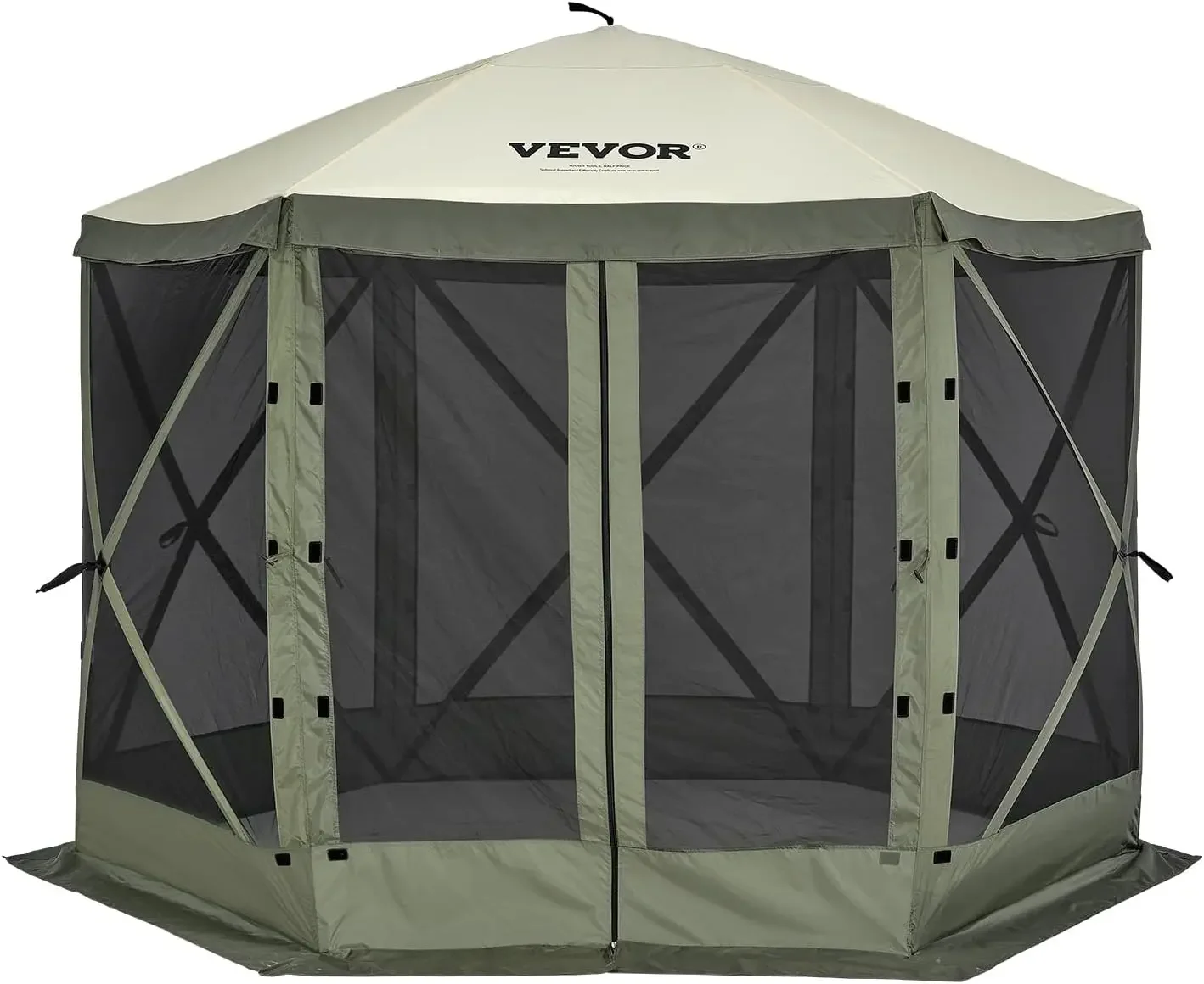 

Pop Up Gazebo Tent, Pop-Up Screen Tent 6 Sided Canopy Sun Shelter with 6 Removable Privacy Wind Cloths & Mesh Windows