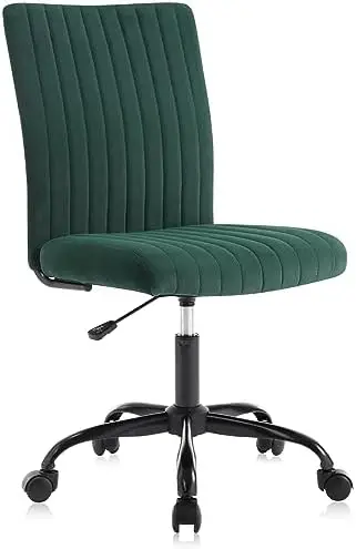 

Armless Office Chair Desk Chair, Modern Velvet Home Office Desk Chairs with Rolling Wheels, Adjustable Swivel Task Computer Vani