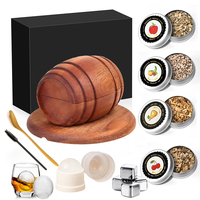 Cocktail Smoker Kit with Apple Cherry Oak Pecan Wood Chips Whiskey Wooden Smoked Wood Hood Smoker for Bar Drinks Kitchen Tools