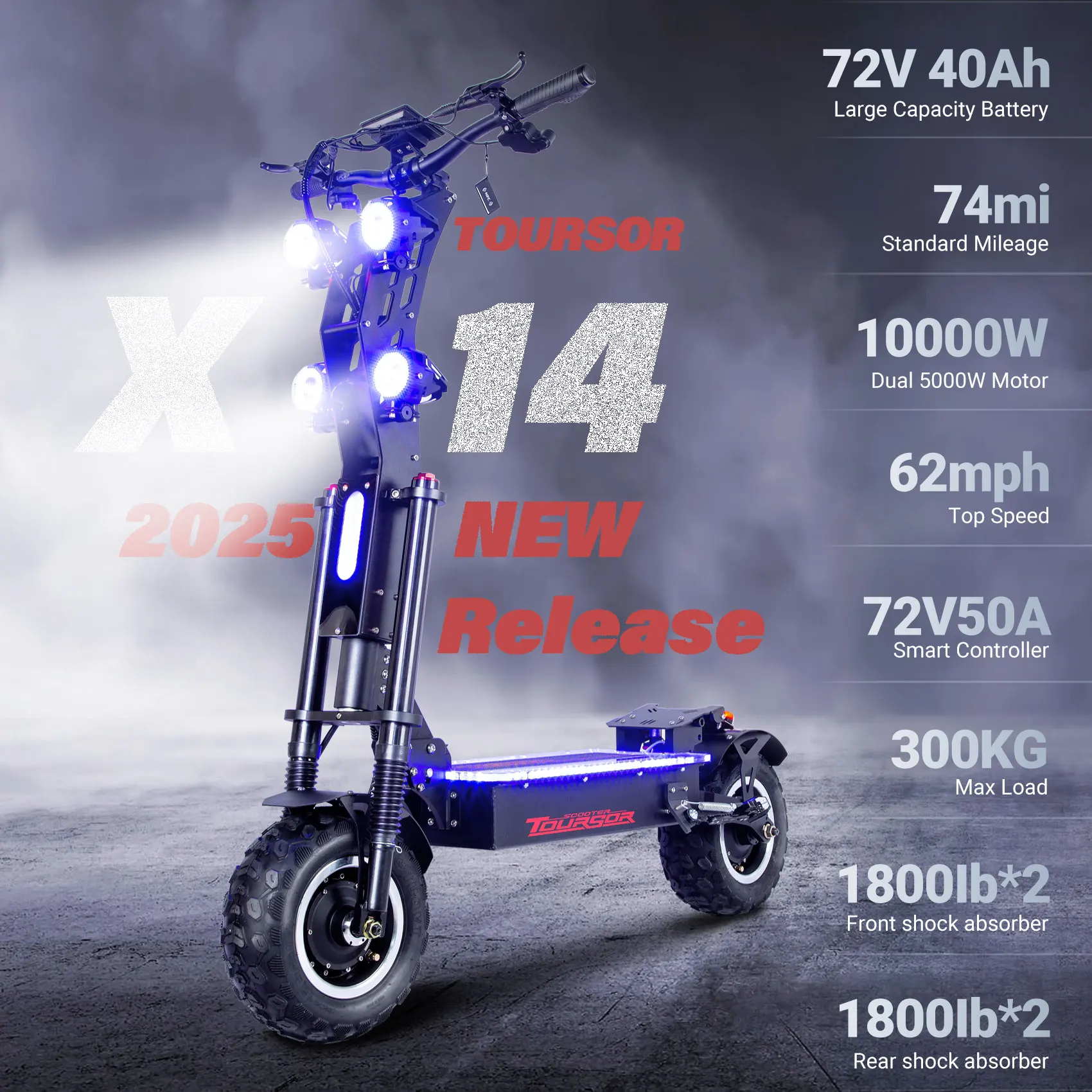 EU USA Local Warehouse Adult Electric Scooter 72v 10000w Dual Motor 40ah Batter Long Range 14 Inch Off Road Folding EScooter
