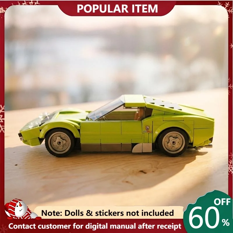 298PCS MOC Green Classic Sports Car Building Blocks Retro Super Vehicle Race Car Model DIY Assembly Gifts for Adults Collection