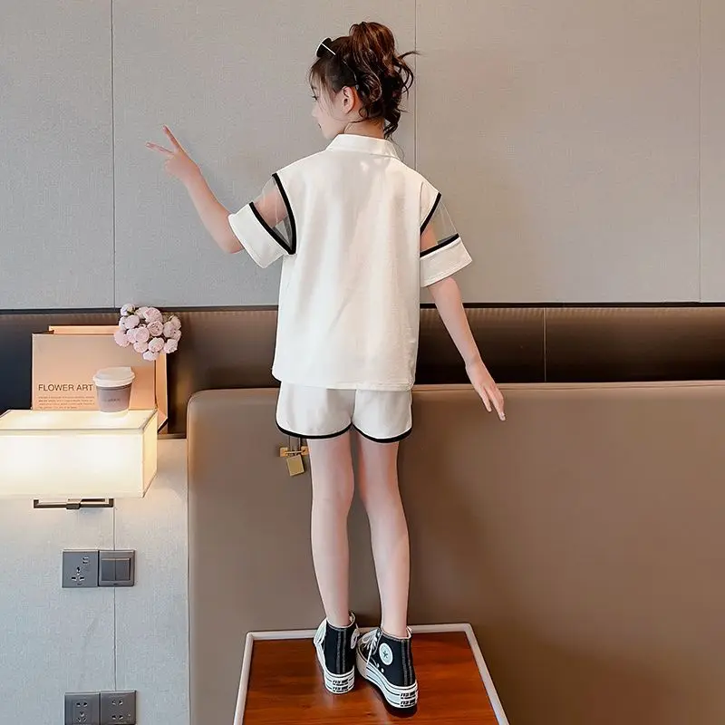 6559 Girls Daily Casual Summer Sports Polo Shirts+Pants Suits 4-14 Year Kids Korean Style Outfits Sets Children Boutique Clothes 6