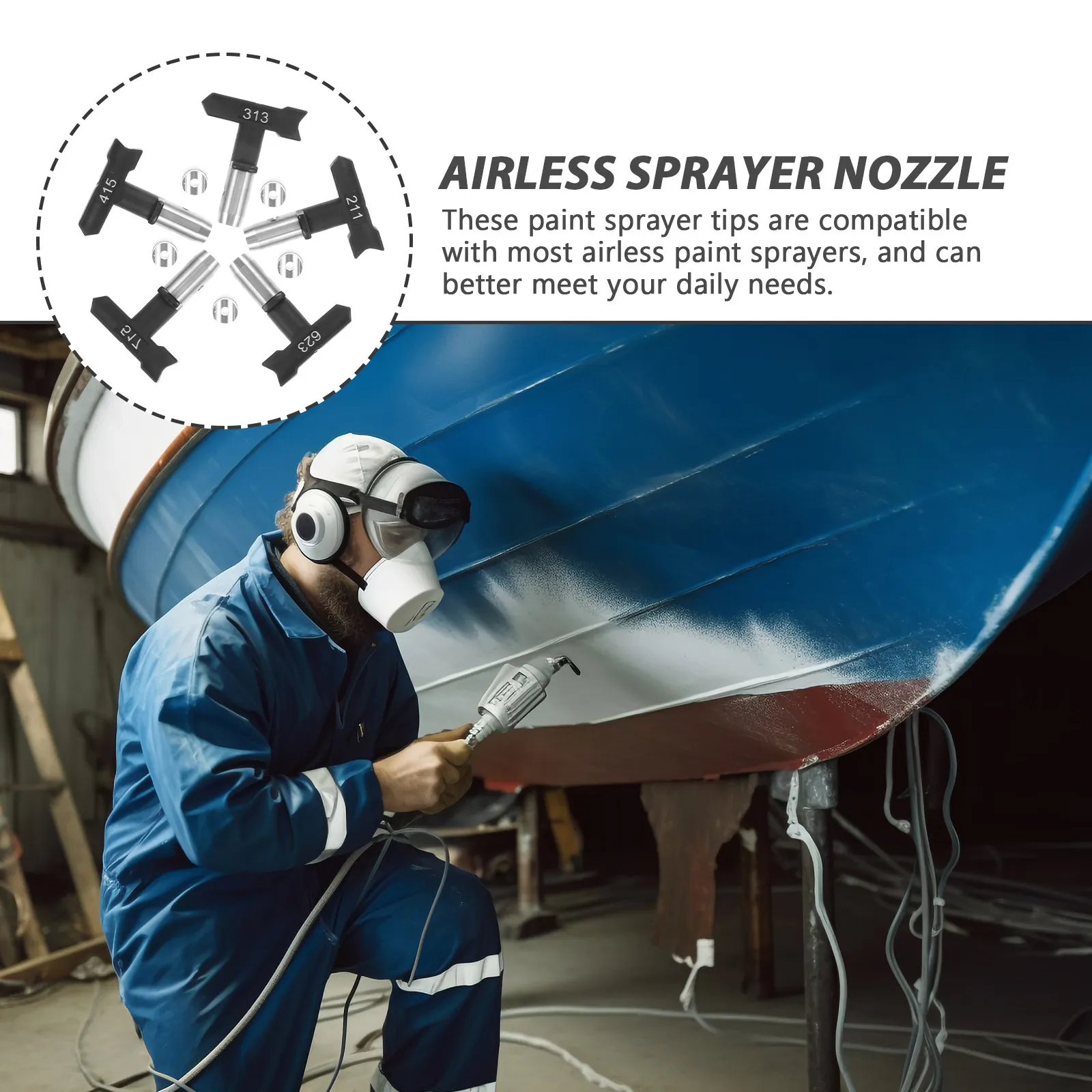 

Набор из 5 насадок для безвоздушного распылителя, совместимых с большинством краскопультов 211, 313, 415, 517, 623, быстросменный комплект аксессуаров для покраски