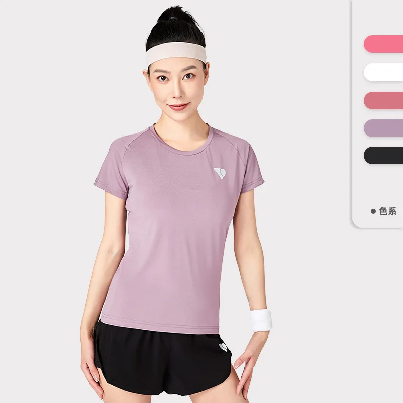 تي شيرت سبيدو للسيدات بأكمام قصيرة للجري في الهواء الطلق فضفاض ونحيف من حرير الحليب المطاطي ملابس رياضية كاجوال للياقة البدنية