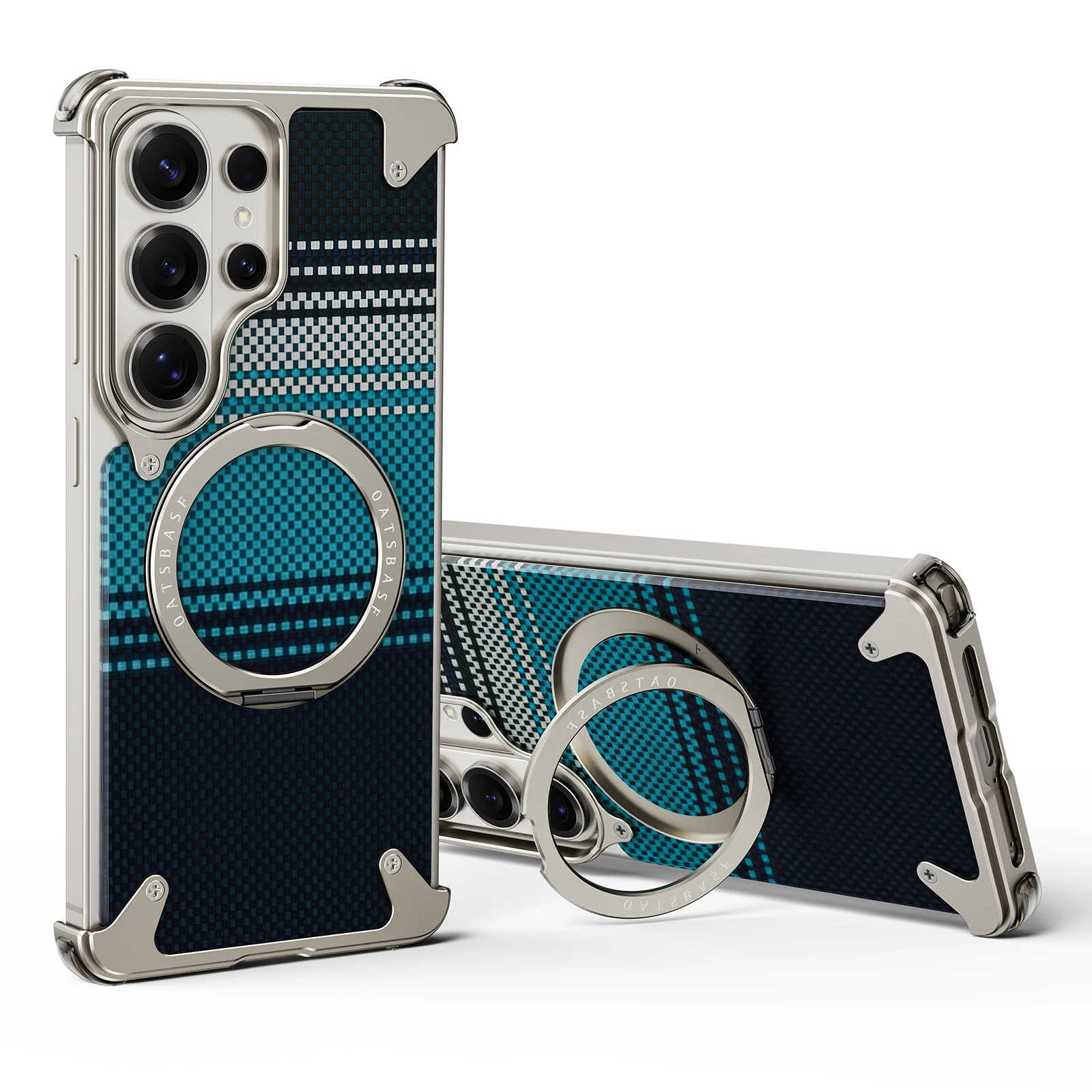Oatsbasf Frameless Case for Samsung Galaxy S26 Ultra w/ 360° Rotatable Magnetic Stand Shockproof Phone Cover Easy S Pen Access