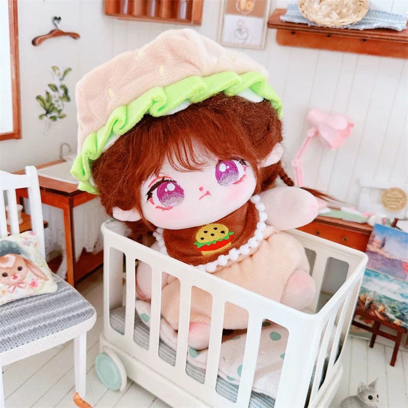 Muñeca de algodón de 20cm, ropa de bebé, muñeca de estrella, comida rápida, Planeta, hamburguesa, ropa de bebé