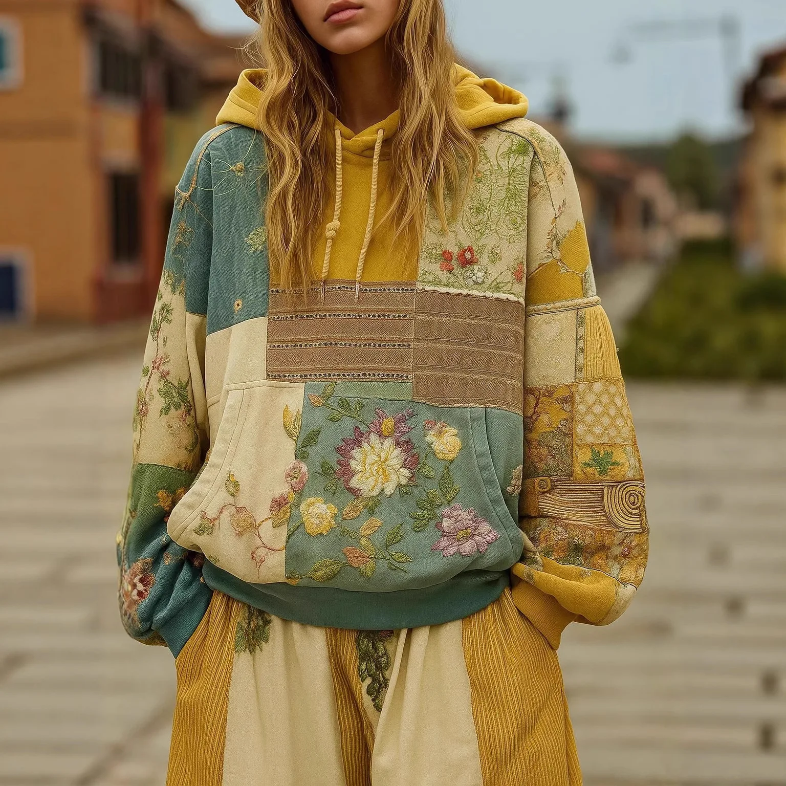 Ensembles Pulls Oversized Hoodie Fashion Printed Hooded Color Block Sweatshirt Women's Long Sleeve Winter Pullover Ropa De Mujer