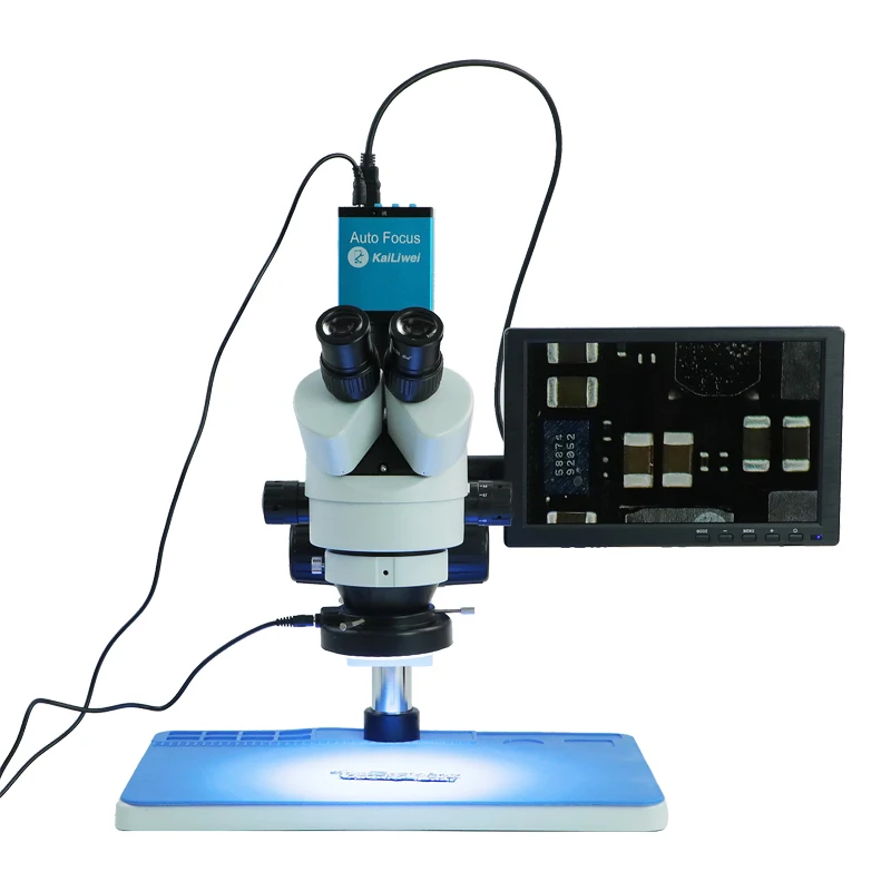 Kailiwei Microscope HDMI-compatible Electron Video CCD Automatic Focus Industrial Trinocular Microscope With Camera Display