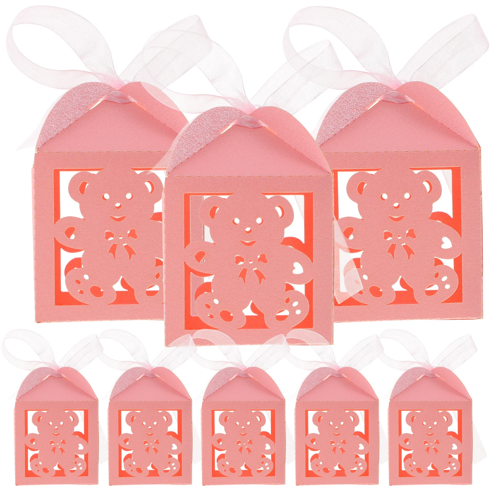 

50pcs Hollow Bear Candy For Baby Shower Party Gift Box Decoration Packing Easter Goodie Boxes Special Occasion Bear Pattern