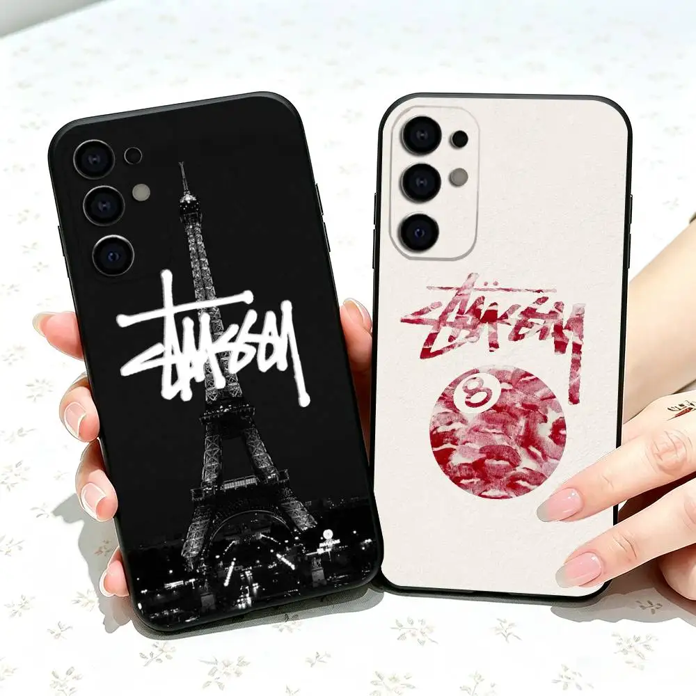 Fashion S-Stussyes  Phone Case Black Silicone Soft For Samsung S25,S24,S21,S22,S23,S30,Ultra,S20,Plus,Fe,Lite