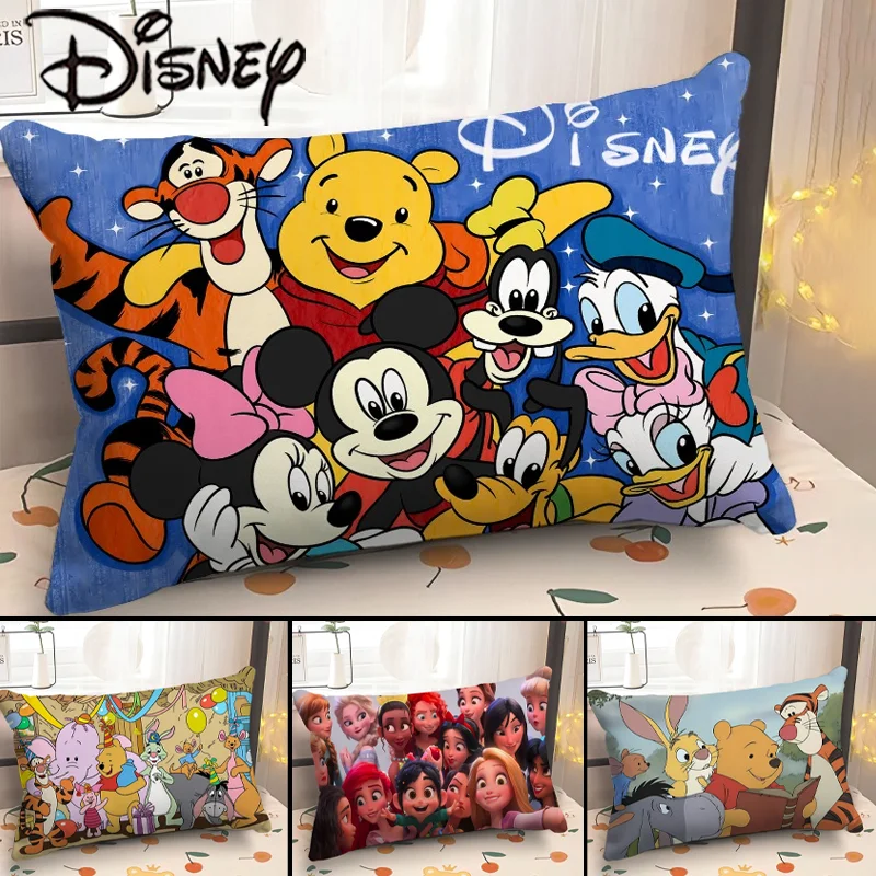 Disney Mickey Minnie Pooh Bear Pillowcase 50x30CM 60x40CM Cartoon Sofa Cushion Cover Kids Bedroom Living Room Decoration Gifts